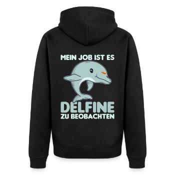 Meeresbiologe Delfin Meeresforscher Meerestier - Unisex Premium Bio Zip Hoodie - Schwarz - Hinten - Nico (187cm)