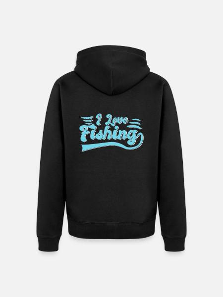 I love fishing - Unisex Premium Organic Zip Hoodie - black
