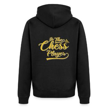 The chess player - Unisex Premium Organic Zip Hoodie - black - Back - Nico (187cm)
