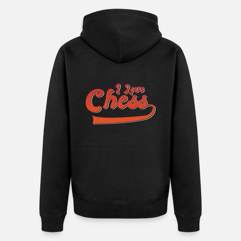 J’adore les échecs - Veste à capuche bio Premium Unisexe - noir