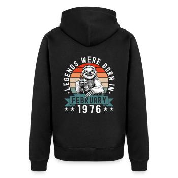 Legends Were Born In February 1976 Sloth Sloth - Unisex Premium Organic Zip Hoodie - black - Back - Nico (187cm)