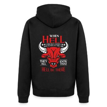 Bullfighting When Hell Breaks Loose Rodeo Clown - Unisex Premium Bio Zip Hoodie - Schwarz - Hinten - Nico (187cm)