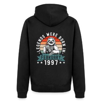 Legends Were Born In February 1997 Sloth Sloth - Unisex Premium Organic Zip Hoodie - black - Back - Nico (187cm)