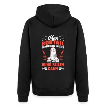 Bobtail schnarcht lauter Old English Sheepdog - Unisex Premium Bio Zip Hoodie - Schwarz - Hinten - Nico (187cm)