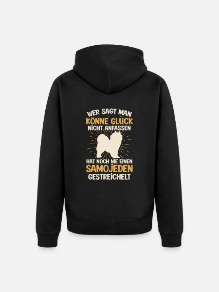 Samojede Glück anfassen Samojedenspitz - Unisex Premium Bio Zip Hoodie - Schwarz