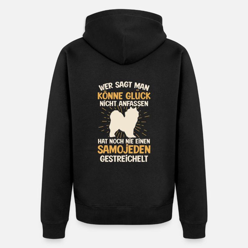 Samojede Glück anfassen Samojedenspitz - Unisex Premium Bio Zip Hoodie - Schwarz