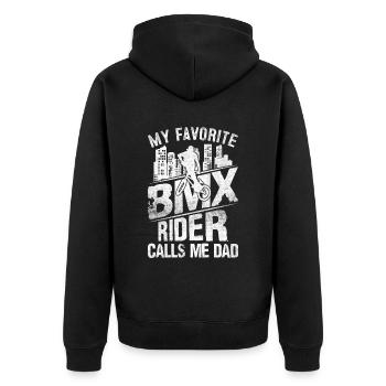 Mein Lieblings Bmx Fahrer Nennt Mich Dad - Unisex Premium Bio Zip Hoodie - Schwarz - Hinten - Nico (187cm)