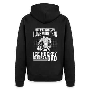 CE hockey player, ice hockey stick, ice hockey - Unisex Premium Organic Zip Hoodie - black - Back - Nico (187cm)