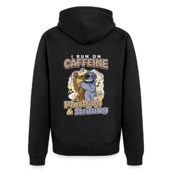 Je cours à la caféine, à la cueillette et à la harpe frappante - Veste à capuche bio Premium Unisexe - noir - Dos - Nico (187cm)