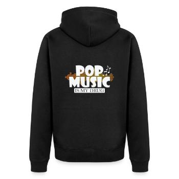 Pop Music is my Drug R'n'B Sänger Stars - Unisex Premium Bio Zip Hoodie - Schwarz - Hinten - Nico (187cm)