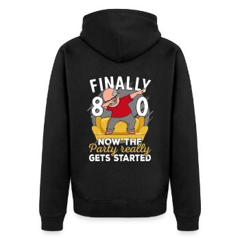 80th birthday man 80 years old 80th 80s grandpa - Unisex Premium Organic Zip Hoodie - black - Back - Nico (187cm)