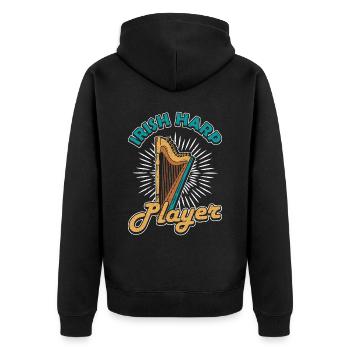 Irish Harp Player Harfe - Unisex Premium Organic Zip Hoodie - black - Back - Nico (187cm)