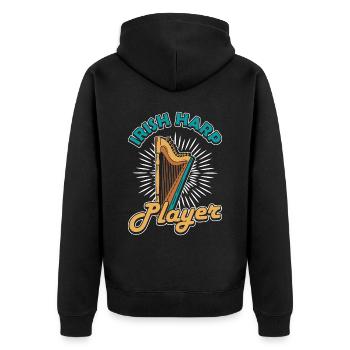 Irish Harp Player Harfe - Unisex Premium Organic Zip Hoodie - black - Back - Nico (187cm)