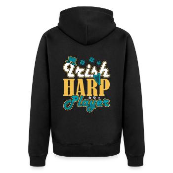 Irish Harp Player Harfe - Unisex Premium Organic Zip Hoodie - black - Back - Nico (187cm)
