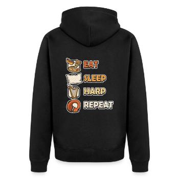 Eat Sleep Harp Repeat Harfe - Unisex Premium Organic Zip Hoodie - black - Back - Nico (187cm)