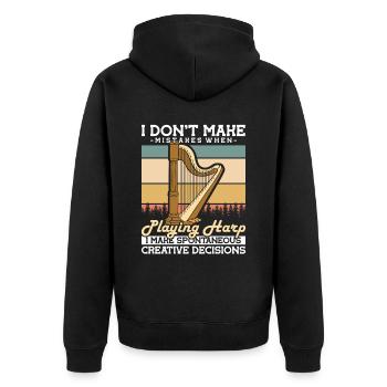 I don't make Mistakes when playing harp - Unisex Premium Organic Zip Hoodie - black - Back - Nico (187cm)