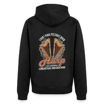 I don't make Mistakes when playing harp - Unisex Premium Organic Zip Hoodie - black - Back - Nico (187cm)