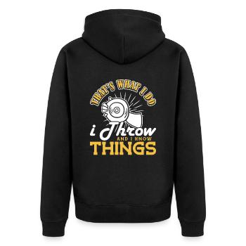 Discus I do I throw and I know things Discus thrower - Unisex Premium Organic Zip Hoodie - black - Back - Nico (187cm)