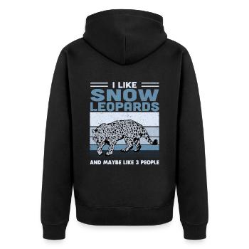 Snow leopard - Unisex Premium Organic Zip Hoodie - black - Back - Nico (187cm)