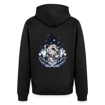Snow leopard - Unisex Premium Organic Zip Hoodie - black - Back - Nico (187cm)