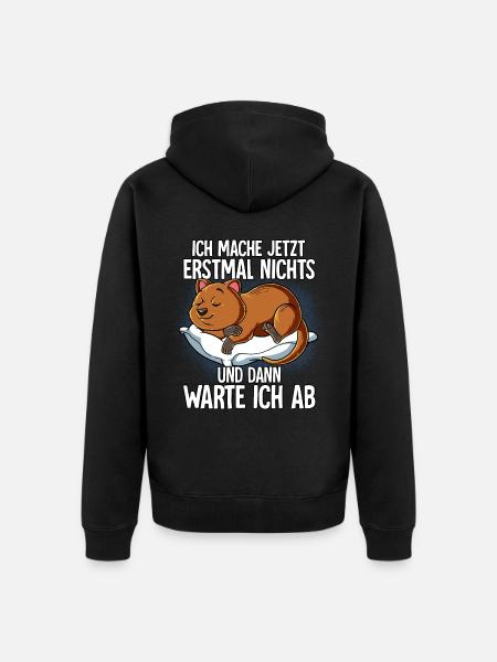 Langschläfer Quokka Müde Schlaf - Unisex Premium Bio Zip Hoodie - Schwarz
