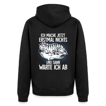 Langschläfer Zebra Müde Schlaf - Unisex Premium Bio Zip Hoodie - Schwarz - Hinten - Nico (187cm)