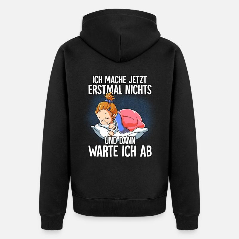 Langschläfer Mädchen Müde Schlaf - Unisex Premium Bio Zip Hoodie - Schwarz