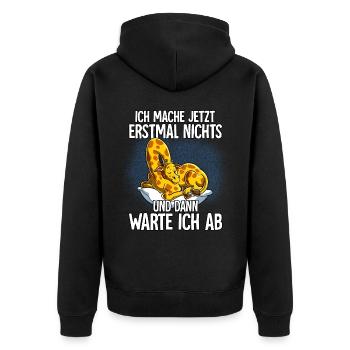 Langschläfer Giraffe Müde Schlaf - Unisex Premium Bio Zip Hoodie - Schwarz - Hinten - Nico (187cm)