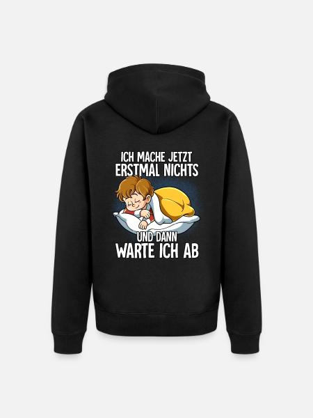 Langschläfer Junge Müde Schlaf - Unisex Premium Bio Zip Hoodie - Schwarz