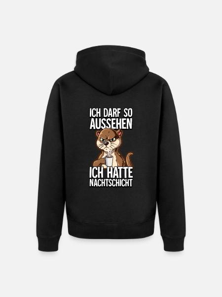 Ich Hatte Nachtschicht Kaffee Otter - Unisex Premium Bio Zip Hoodie - Schwarz