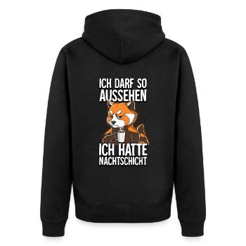 Ich Hatte Nachtschicht Kaffee Roter Panda - Unisex Premium Bio Zip Hoodie - Schwarz - Hinten - Nico (187cm)