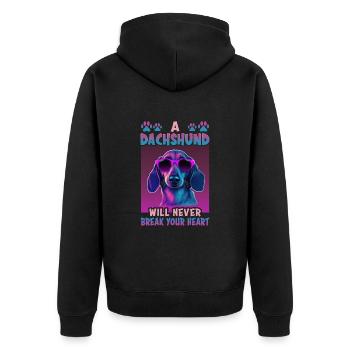 Hunde Spruch Dachshund Design für Hundeliebhaber - Unisex Premium Bio Zip Hoodie - Schwarz - Hinten - Nico (187cm)