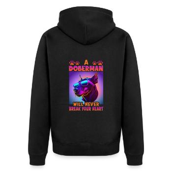 Hunde Spruch Doberman Design für Hundeliebhaber - Unisex Premium Bio Zip Hoodie - Schwarz - Hinten - Nico (187cm)