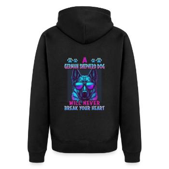 Hunde Deutscher Schäfer Hundeliebhaber - Unisex Premium Bio Zip Hoodie - Schwarz - Hinten - Nico (187cm)