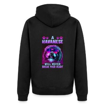 Hunde Spruch Havaneser Design für Hundeliebhaber - Unisex Premium Bio Zip Hoodie - Schwarz - Hinten - Nico (187cm)