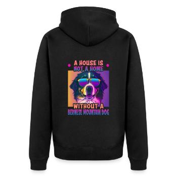 Dogs Bernese Mountain Dog Dog Lovers Aussie - Unisex Premium Organic Zip Hoodie - black - Back - Nico (187cm)