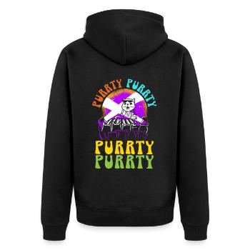 Purrty Piano Cat Musiker Musical Pianist Musik - Unisex Premium Bio Zip Hoodie - Schwarz - Hinten - Nico (187cm)
