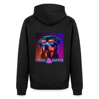 Hunde Spruch Rottweiler Design für Hundeliebhaber - Unisex Premium Bio Zip Hoodie - Schwarz - Hinten - Nico (187cm)