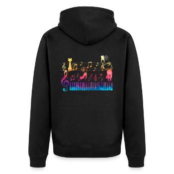 Piano Cat Musician Musical Instrument Pianist - Unisex Premium Organic Zip Hoodie - black - Back - Nico (187cm)