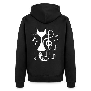 Klavier Katze Musiker Musikinstrument Pianist - Unisex Premium Bio Zip Hoodie - Schwarz - Hinten - Nico (187cm)
