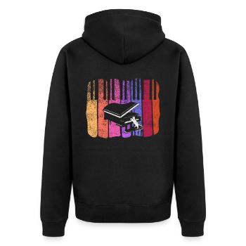 Klavier Katze Musiker Musikinstrument Pianist - Unisex Premium Bio Zip Hoodie - Schwarz - Hinten - Nico (187cm)
