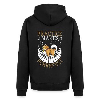 Practice Makes Purrrfect Piano Cat Pianist Music - Unisex Premium Organic Zip Hoodie - black - Back - Nico (187cm)