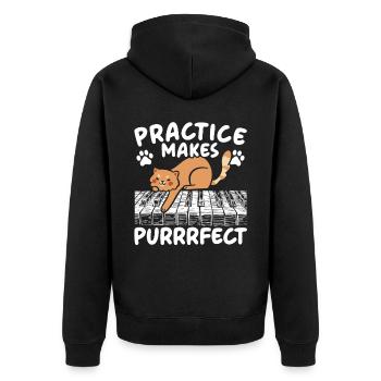 Practice Makes Purrrfect Piano Cat Pianist Music - Unisex Premium Organic Zip Hoodie - black - Back - Nico (187cm)