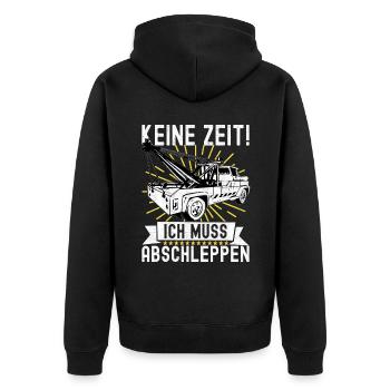Abschleppwagen Abschleppdienst - Unisex Premium Bio Zip Hoodie - Schwarz - Hinten - Nico (187cm)