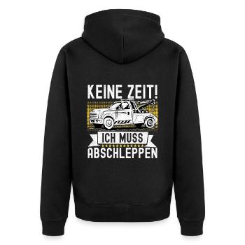 Abschleppwagen Abschleppdienst - Unisex Premium Bio Zip Hoodie - Schwarz - Hinten - Nico (187cm)