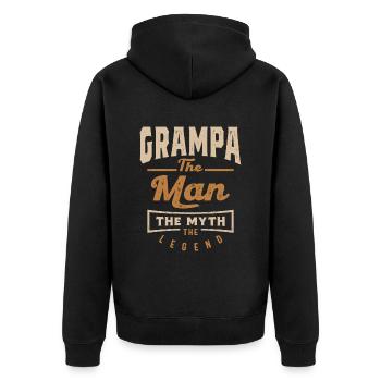 Grampa The Man The Myth The Legend - Unisex Premium Organic Zip Hoodie - black - Back - Nico (187cm)