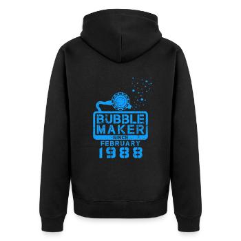 Plongeur Birthday Bubblemaker depuis février 1988 - Veste à capuche bio Premium Unisexe - noir - Dos - Nico (187cm)