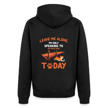Dock Diving Design für Dog Jumping und Dock Dog - Unisex Premium Bio Zip Hoodie - Schwarz - Hinten - Nico (187cm)