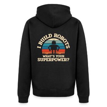 Robotics, robot builders - Unisex Premium Organic Zip Hoodie - black - Back - Nico (187cm)