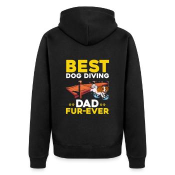Dock Diving Design for Dog Jumping and Dock Dog - Unisex Premium Organic Zip Hoodie - black - Back - Nico (187cm)
